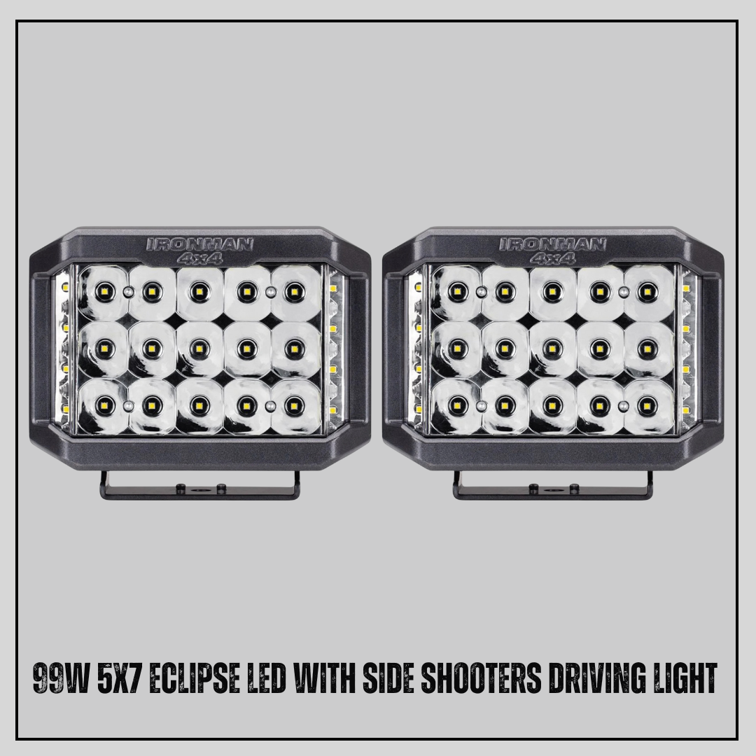 75W 5x7 Eclipse Led With Side Shooters Driving Light (Pair